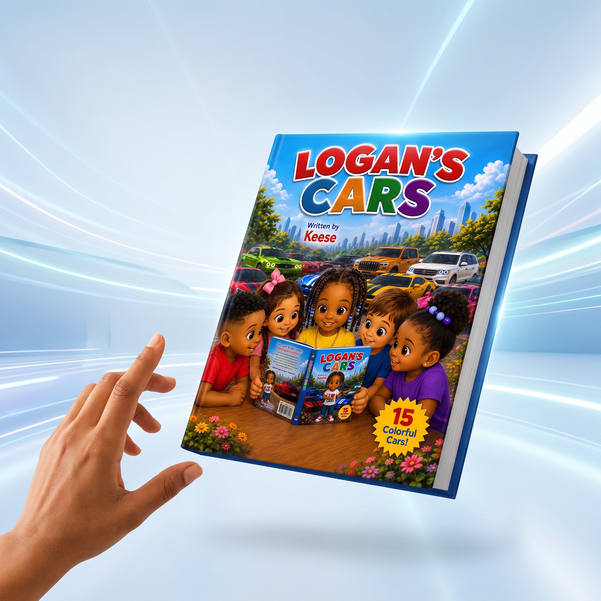 Logan's Cars book with young readers, now available on Amazon